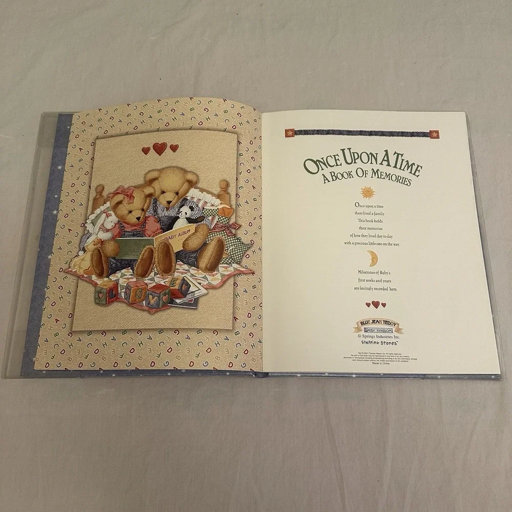 NEW Vintage Sweet Memories Baby's First 5 Years Memory Book Blue Jean Teddy 2001